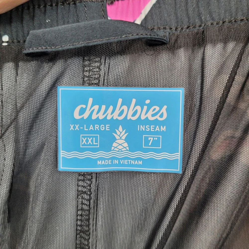 Chubbies Swim Trunks Mens XXL Black Neon Palm Tree Print 7